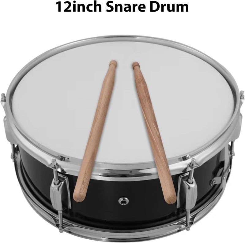 Sunydog 12inch Snare Drum with Drumsticks Shoulder Strap Drum Key, Percussion Instrument for Students Beginners, Portable Marching Snare Drum Set (Black) - Image 4